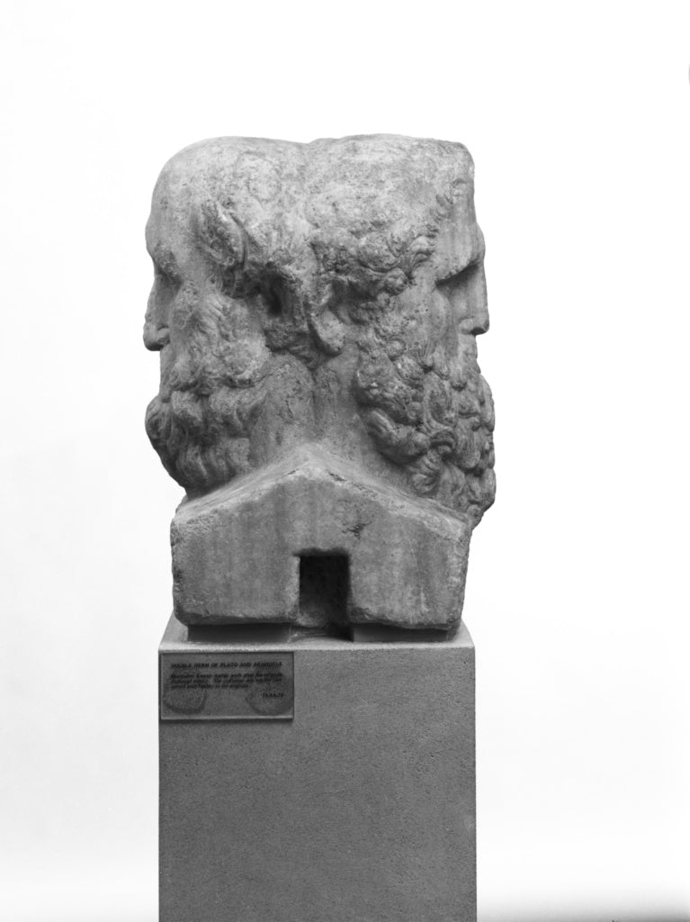 Unknown:Double Portrait Herm of Aristotle and Plato, Poster Print Wall Art