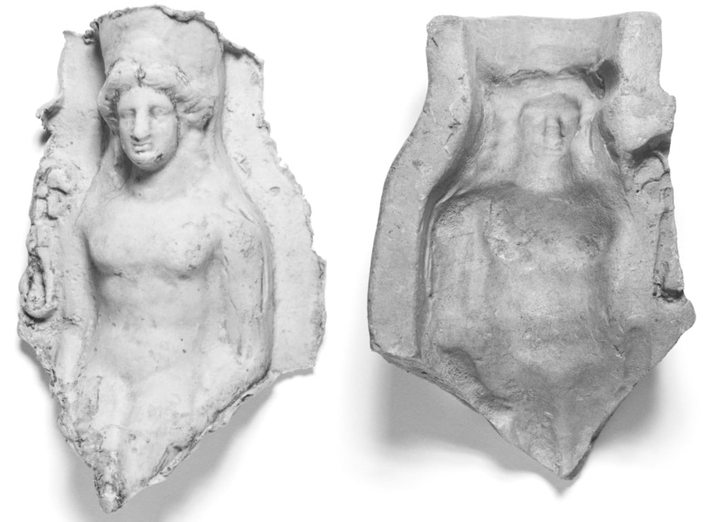 Unknown:Mold of the Torso and Head of a Frontal Seated Femal, Poster Print Wall Art