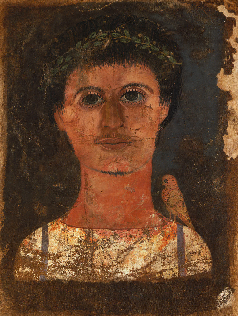Unknown:Mummy Shroud with Painted Portrait of a Boy, Poster Print Wall Art