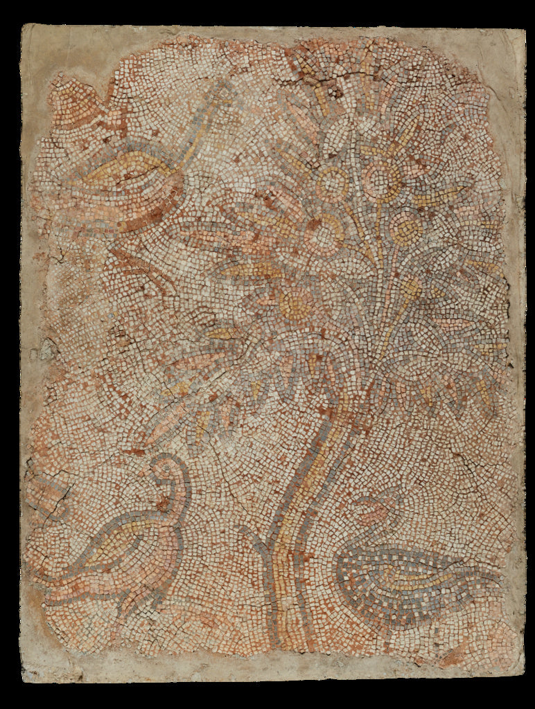 Unknown:Mosaic Fragment with Three Birds and a Tree, Poster Print Wall Art