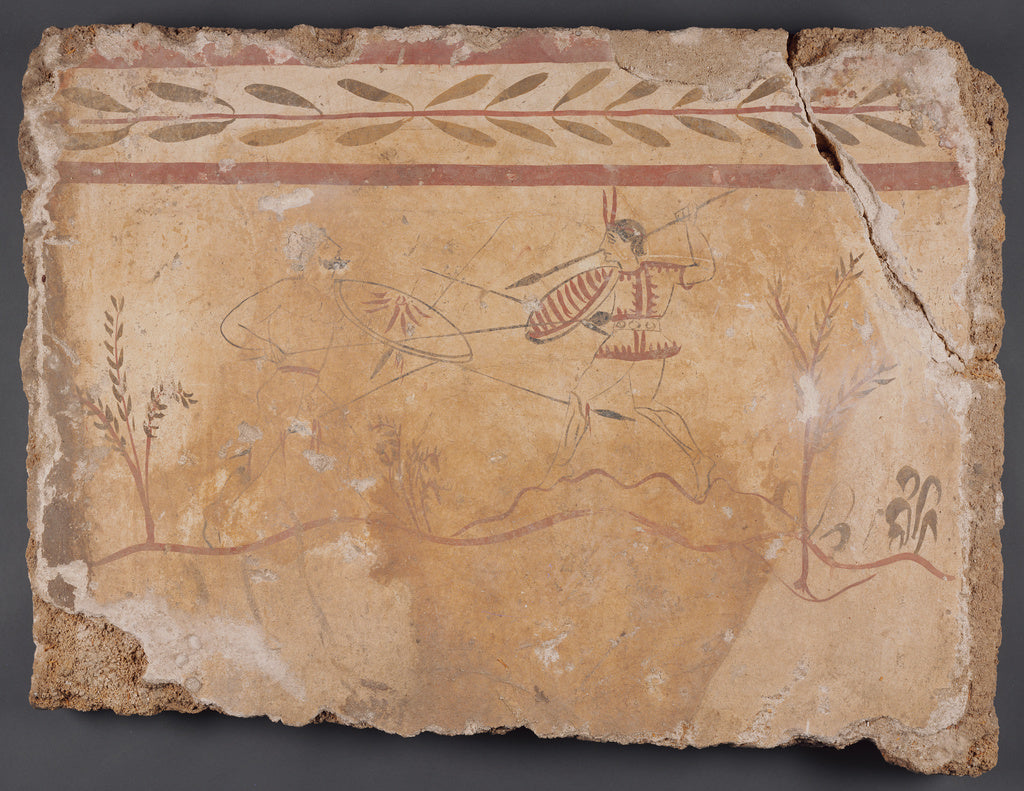Unknown:Fresco Panel with Two Warriors, Poster Print Wall Art