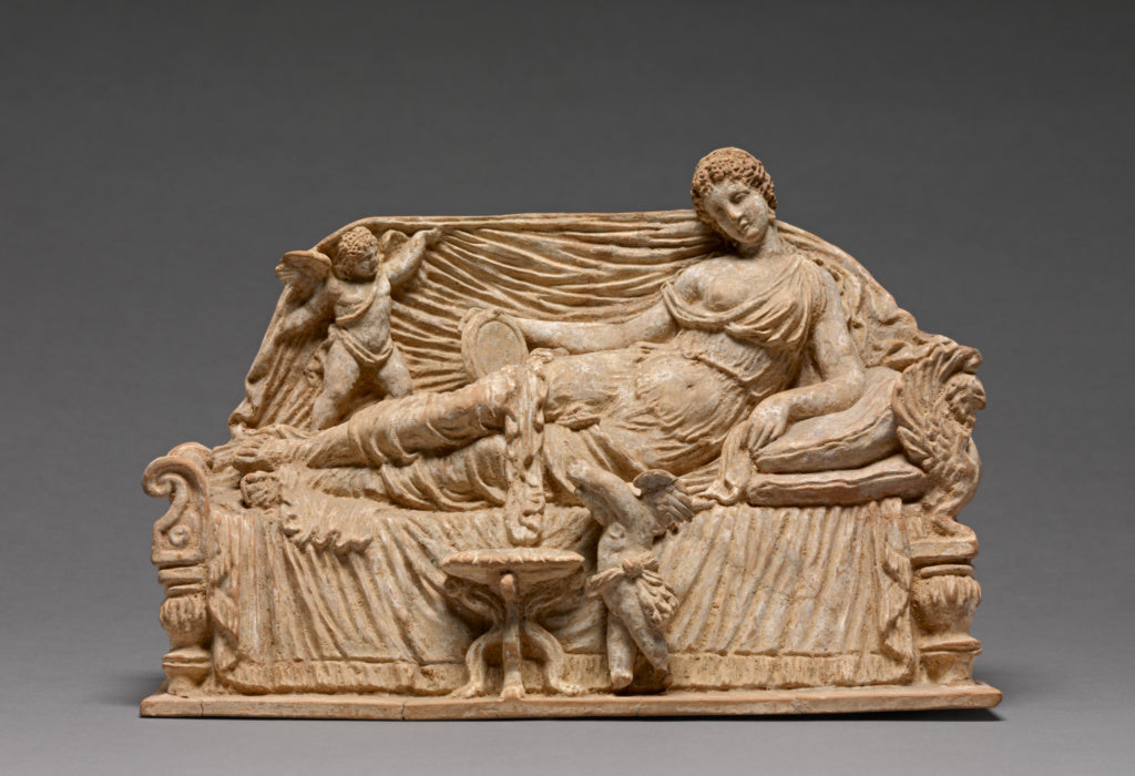 Unknown:Imitation of a Statuette of a Female Reclining on a , Poster Print Wall Art