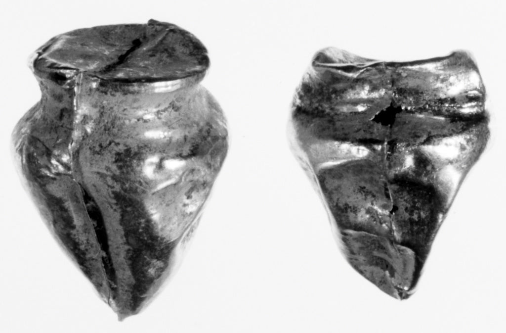 Unknown:Two hollow beads of conical shape (each comprised of, Poster Print Wall Art