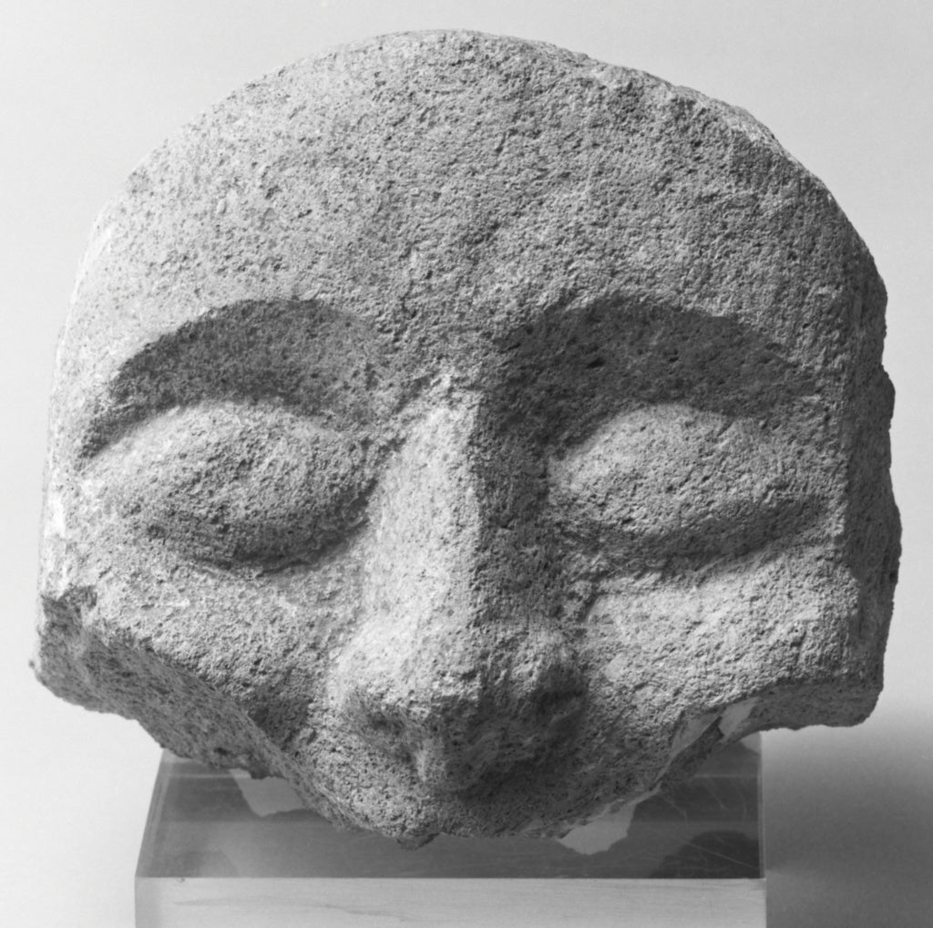 Unknown:Fragment of a Head from a Statue of a Man, Poster Print Wall Art