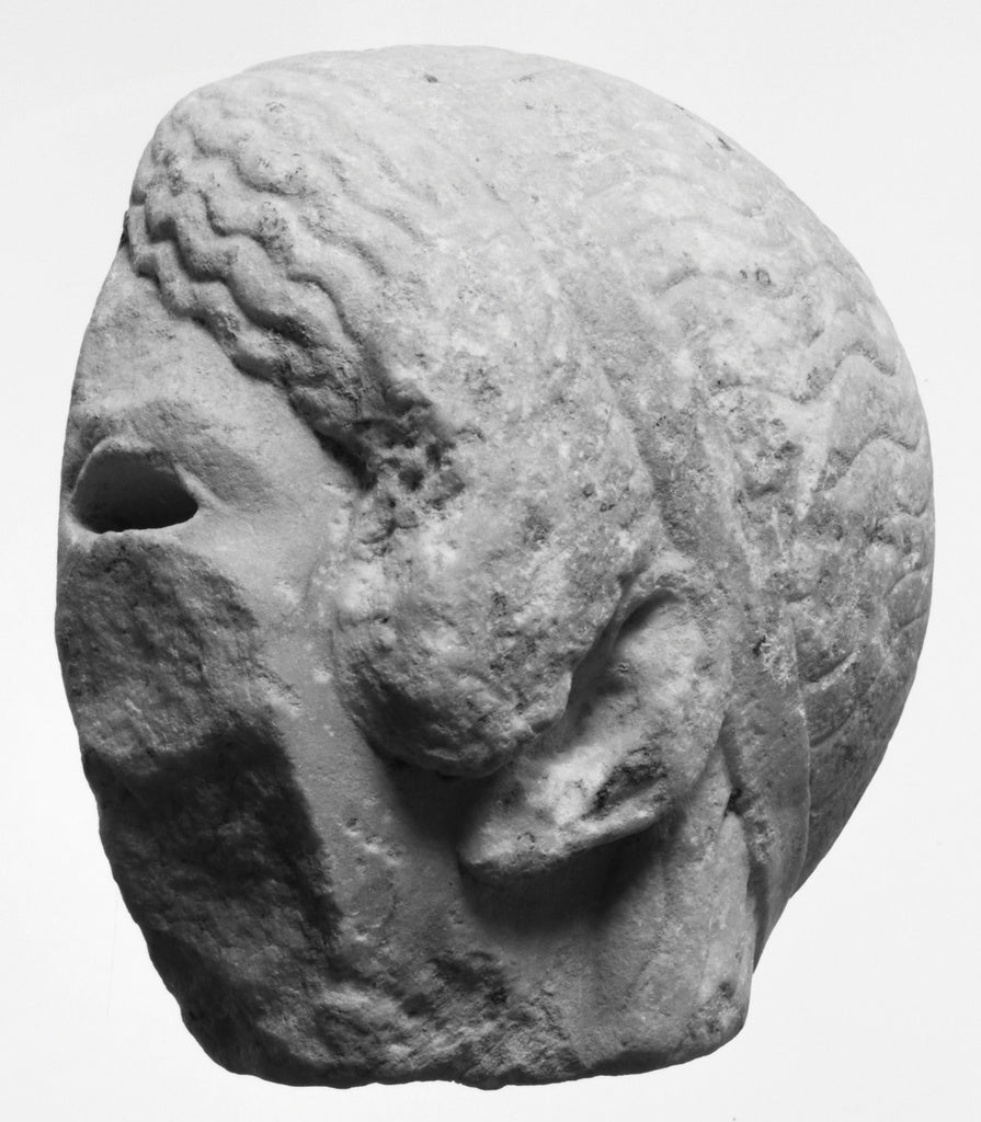 Unknown:Fragment of a Head from an Acrolithic Statue, Poster Print Wall Art