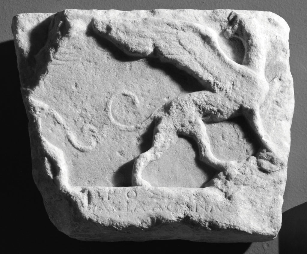 Unknown:Fragment of a Votive Relief with Griffins, Poster Print Wall Art