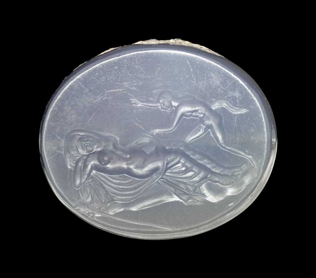 Unknown:Engraved Scaraboid with Satyr and Sleeping Maenad,16x12"(A3)Poster