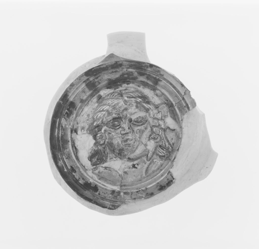 Unknown:Silver Medallion with Female Head, Poster Print Wall Art