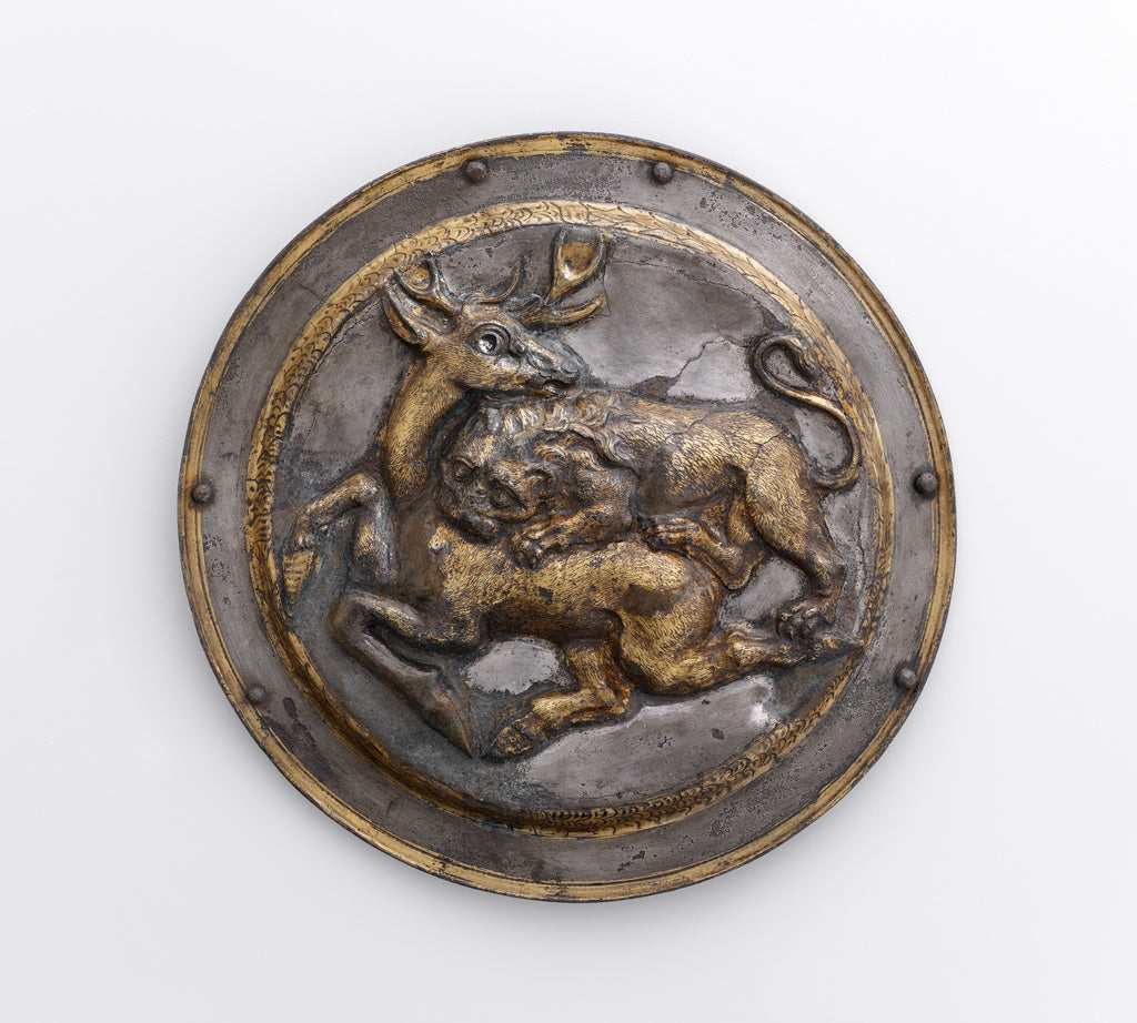 Unknown:Phalera with Relief of Lion Attacking a Stag, Poster Print Wall Art