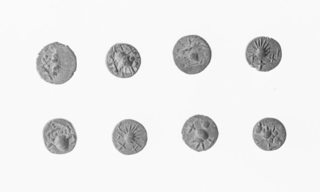 Unknown:Set of Eight Small Lead Jetons, Poster Print Wall Art