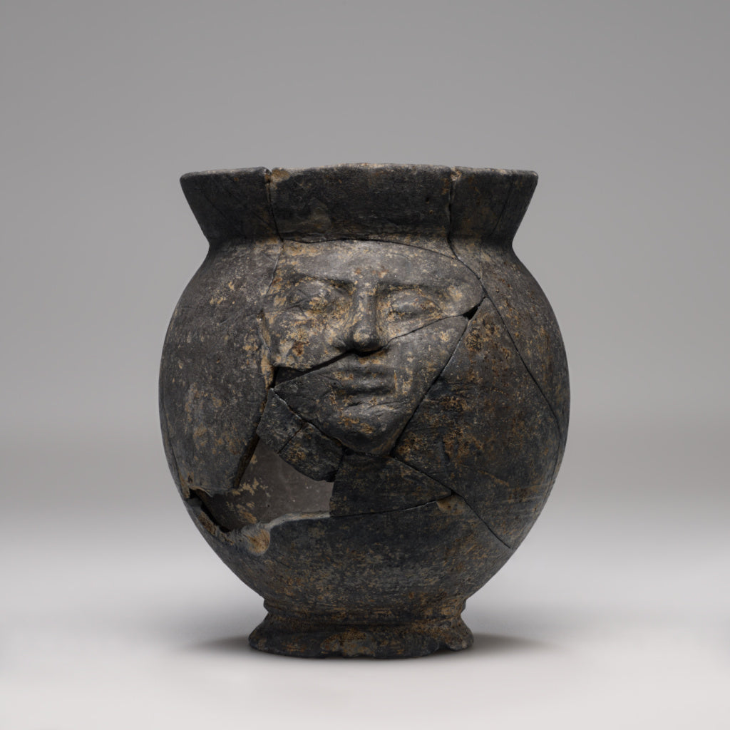 Unknown Artist:One-Handled Mug with Relief Human Mask, Poster Print Wall Art
