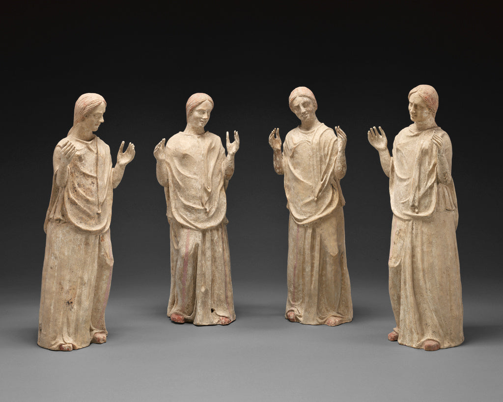 Unknown:Group of Statues of Mourning Women (4), Poster Print Wall Art