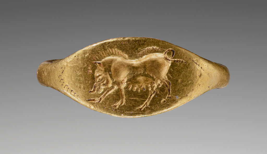 Unknown:Engraved Ring with a Sow, Poster Print Wall Art