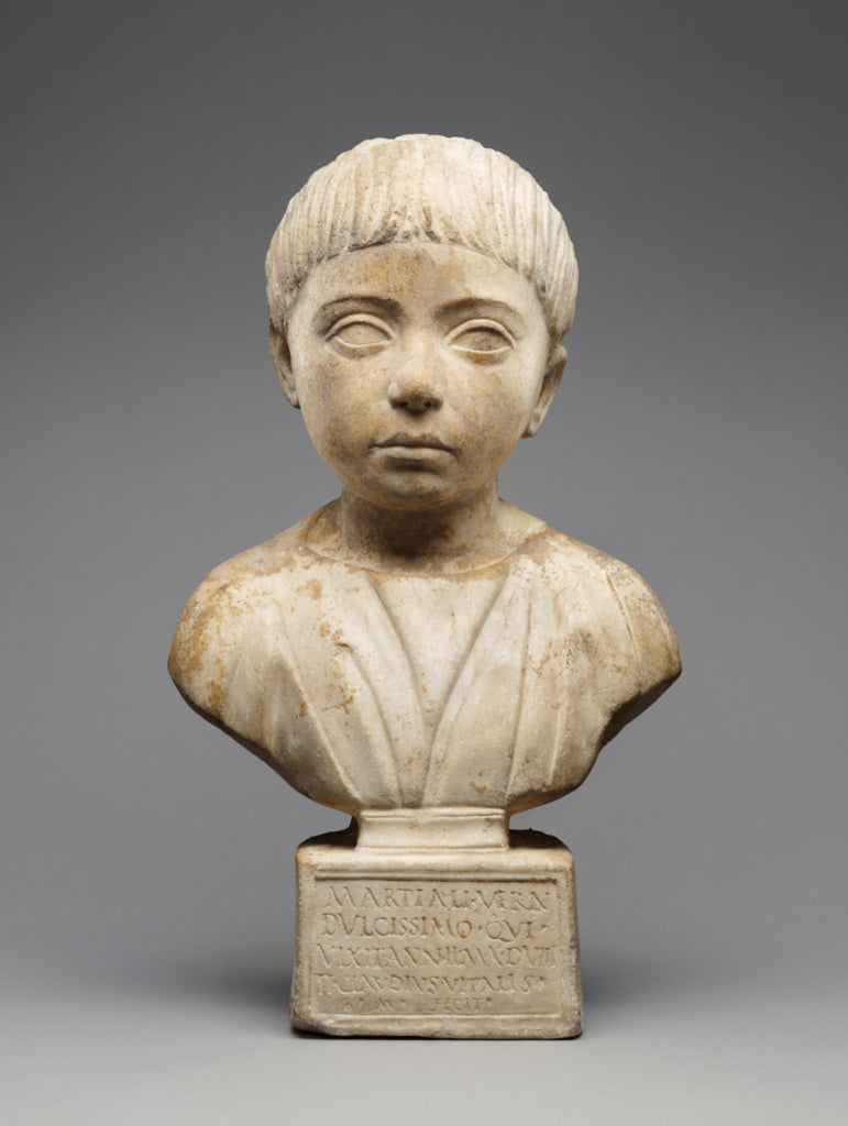 Unknown:Portrait Bust with Inscription, Poster Print Wall Art