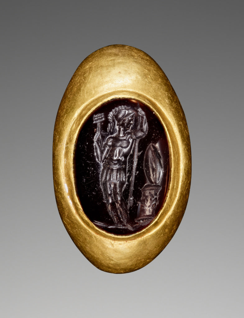 Unknown:Engraved Gem with Mars inset into a Hollow Ring, Poster Print Wall Art