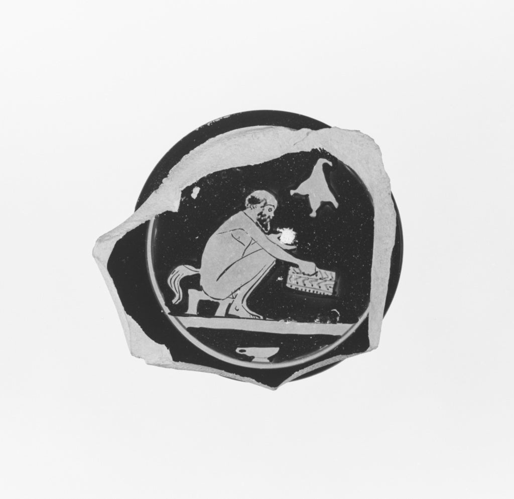 Unknown:Attic Red-Figure Stemless Cup Fragment, Poster Print Wall Art