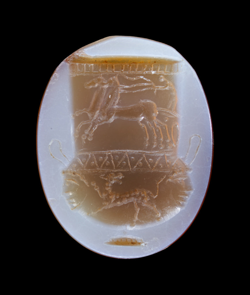 Unknown:Engraved Gem with a Mixing Vessel decorated with a C, Poster Print Wall Art
