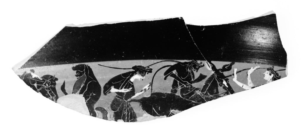 Unknown Artist:Two Joined Fragments from a Band Cup, Poster Print Wall Art