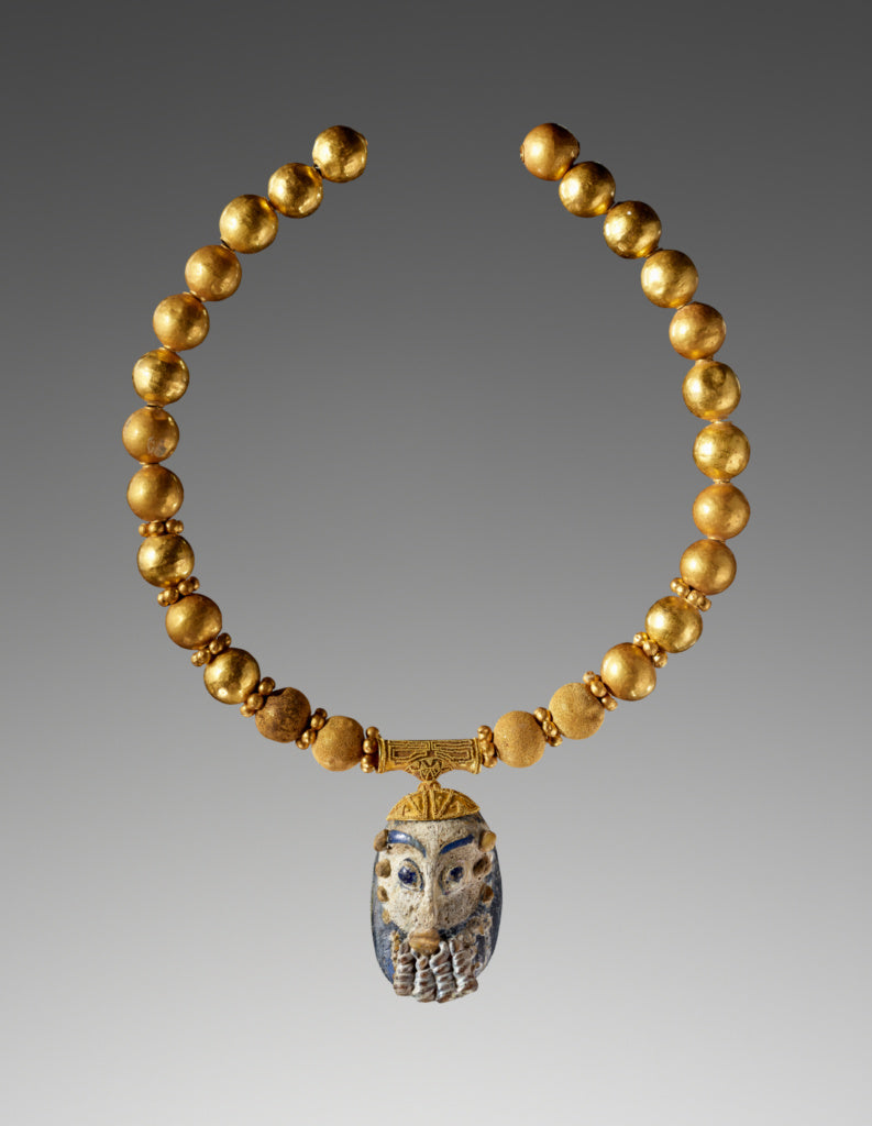 Unknown:Necklace with a Pendant Featuring a Bearded Head, Poster Print Wall Art