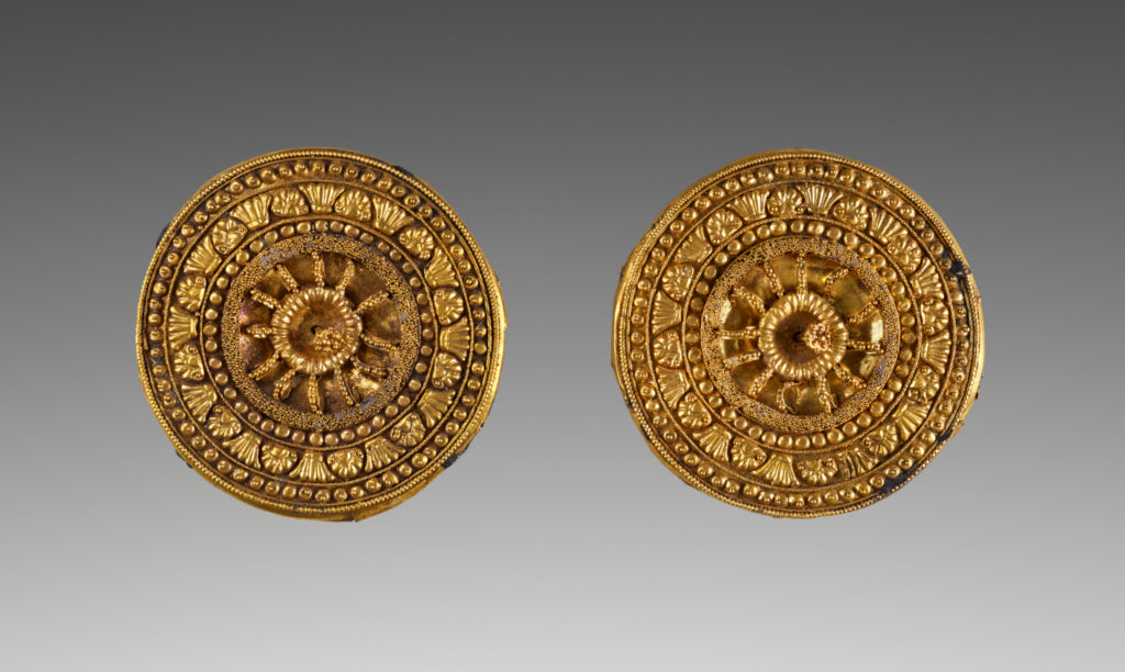 Unknown:One earring from a pair of disk earrings, Poster Print Wall Art