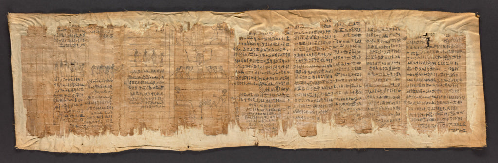 Unknown:Fragmentary Papyrus with Spells and Vignettes from t, Poster Print Wall Art