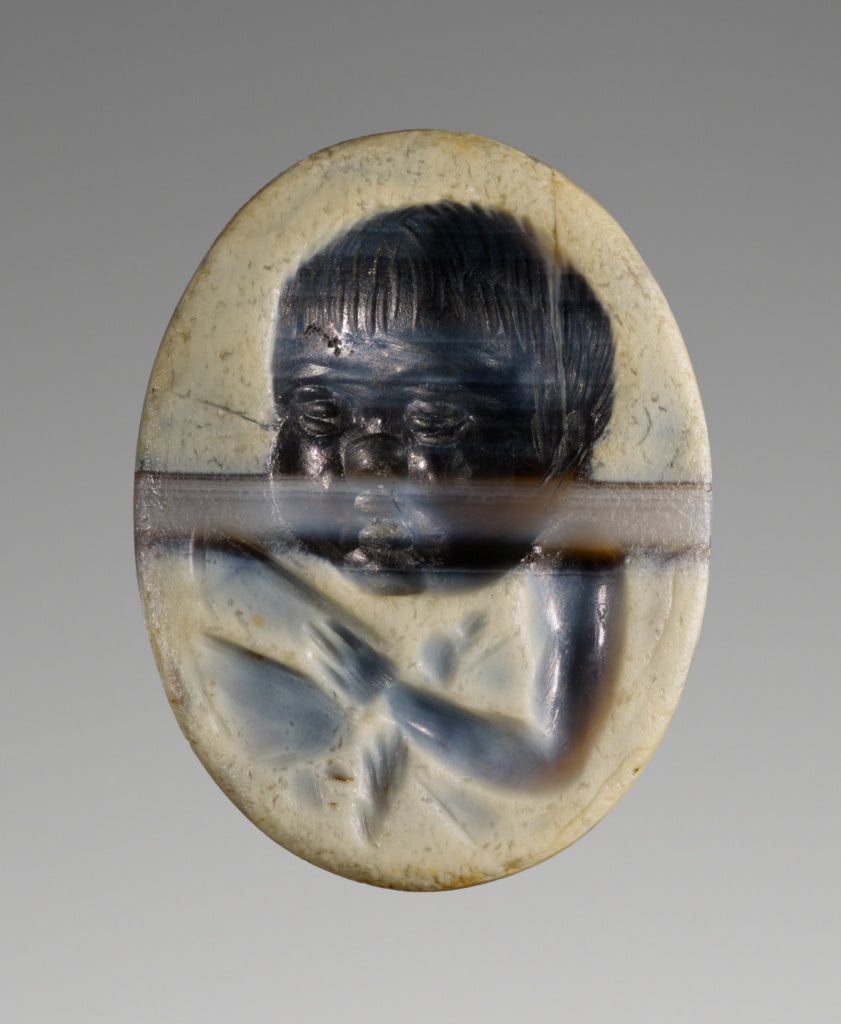 Unknown:Engraved Gem with Cupid holding a Butterfly, Poster Print Wall Art