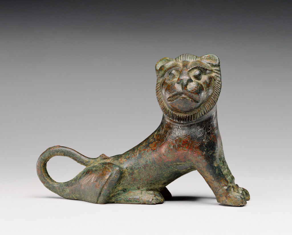 Unknown Artist:Statuette of a Seated Lion, Poster Print Wall Art