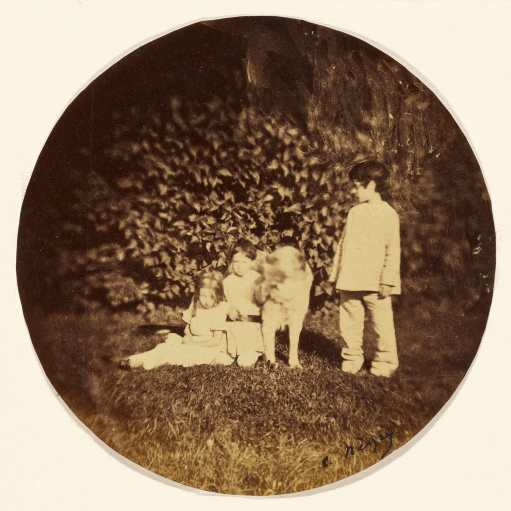 Charles Nègre:[Trois petits enfants et un chien dans un jar, Poster Print Wall Art