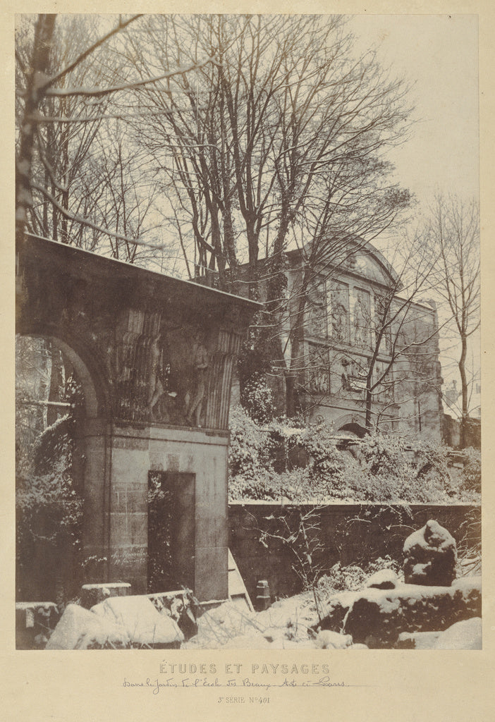 Charles Marville:[Dans le Jardin de l'Ecole des Beaux-Arts Ã, Poster Print Wall Art