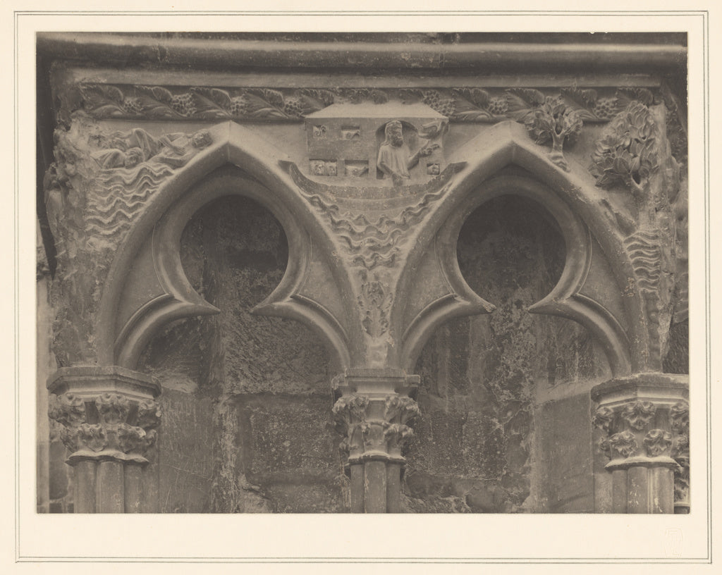 Frederick H. Evans:[Bourges Cathedral France - Sculpture on , Poster Print Wall Art