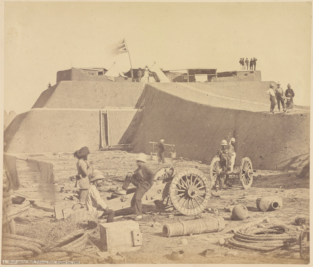 Felice Beato:Headquarter Staff, Pehtung Fort, August 1st, 18, Poster Print Wall Art