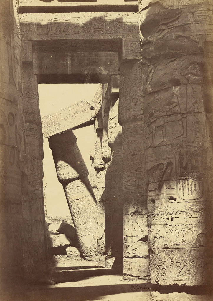 Antonio Beato:[Upper Egypt, pillars in the great hall, Karna, Poster Print Wall Art