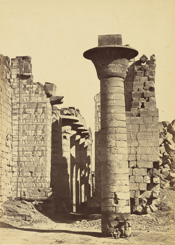 Antonio Beato:[Upper Egypt - Column in the Great Court of Te, Poster Print Wall Art
