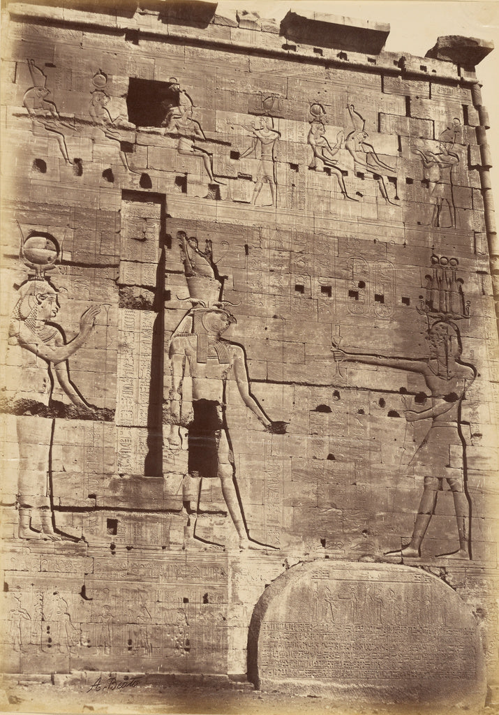 Antonio Beato:[Island of Philae - Temple Pylon with Inscript, Poster Print Wall Art