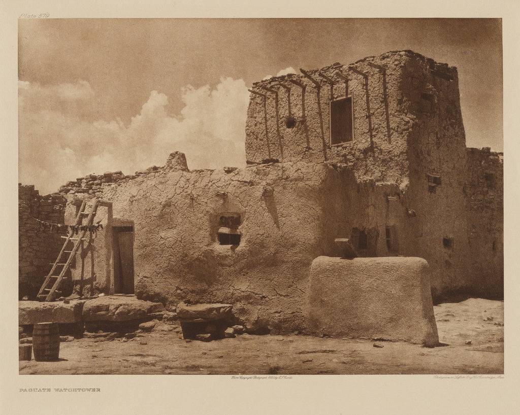 Edward S. Curtis:Paguate Watchtower, Poster Print Wall Art
