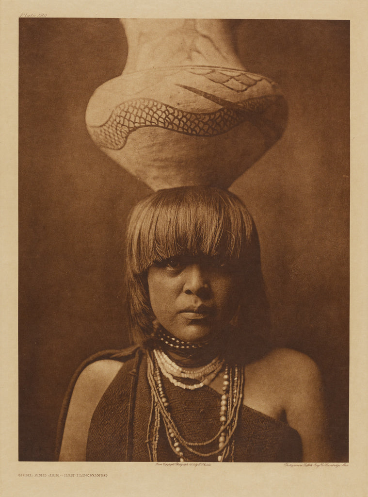 Edward S. Curtis:Girl and Jar - San Ildefonso, Poster Print Wall Art
