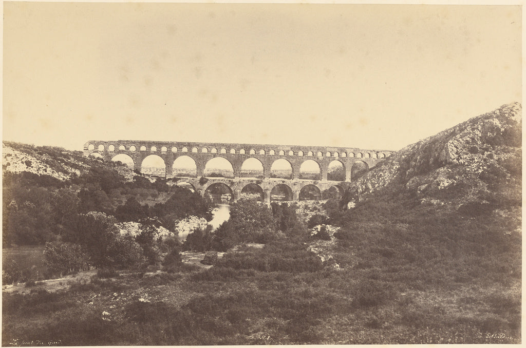 edouard Baldus:Le Pont du Gard, Poster Print Wall Art