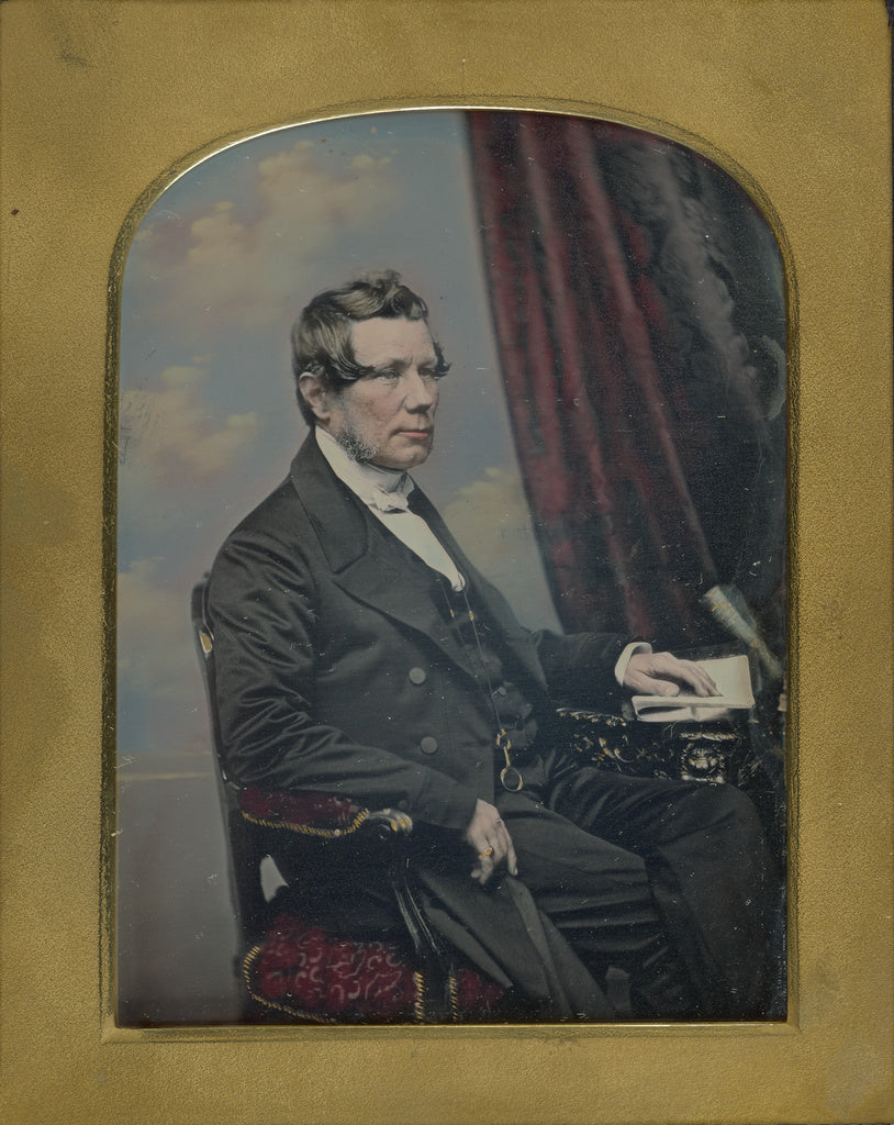 William Edward Kilburn:[Portrait of a Seated Man with Grayin, Poster Print Wall Art