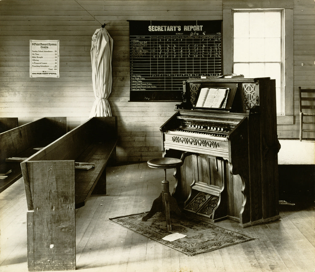 Walker Evans:Church Organ with Pews / The Church Organ, Alab, Poster Print Wall Art