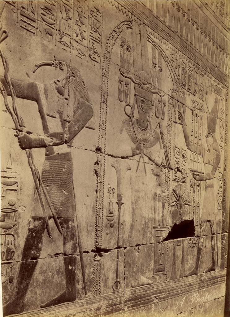Antonio Beato:Relief of the Purification of Seti I, Abydos, Poster Print Wall Art