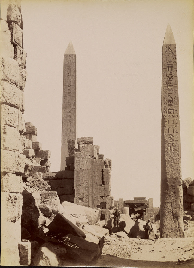 Antonio Beato:[View of the Obelisks with the Sanctuary at Ka, Poster Print Wall Art