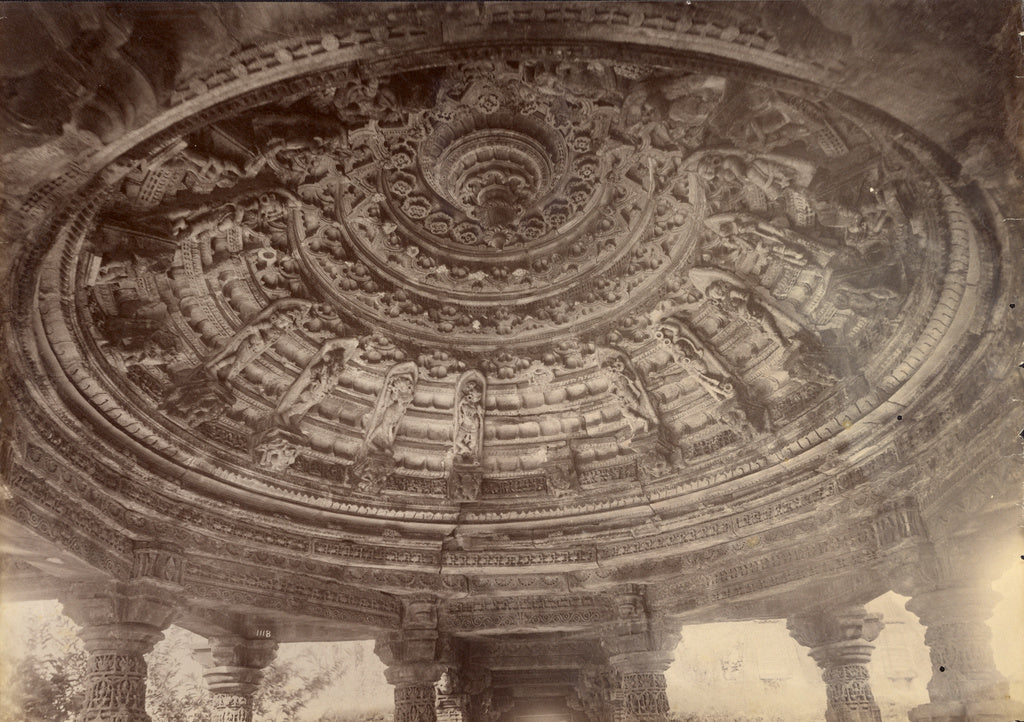 Lala Deen Dayal:Ceiling of a Jain Temple, Chittore, Poster Print Wall Art
