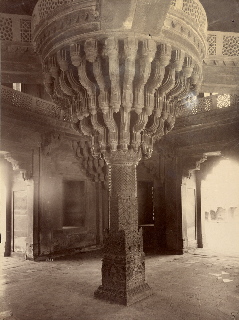 Lala Deen Dayal:Remarkable Pillar Supporting the Throne in D, Poster Print Wall Art