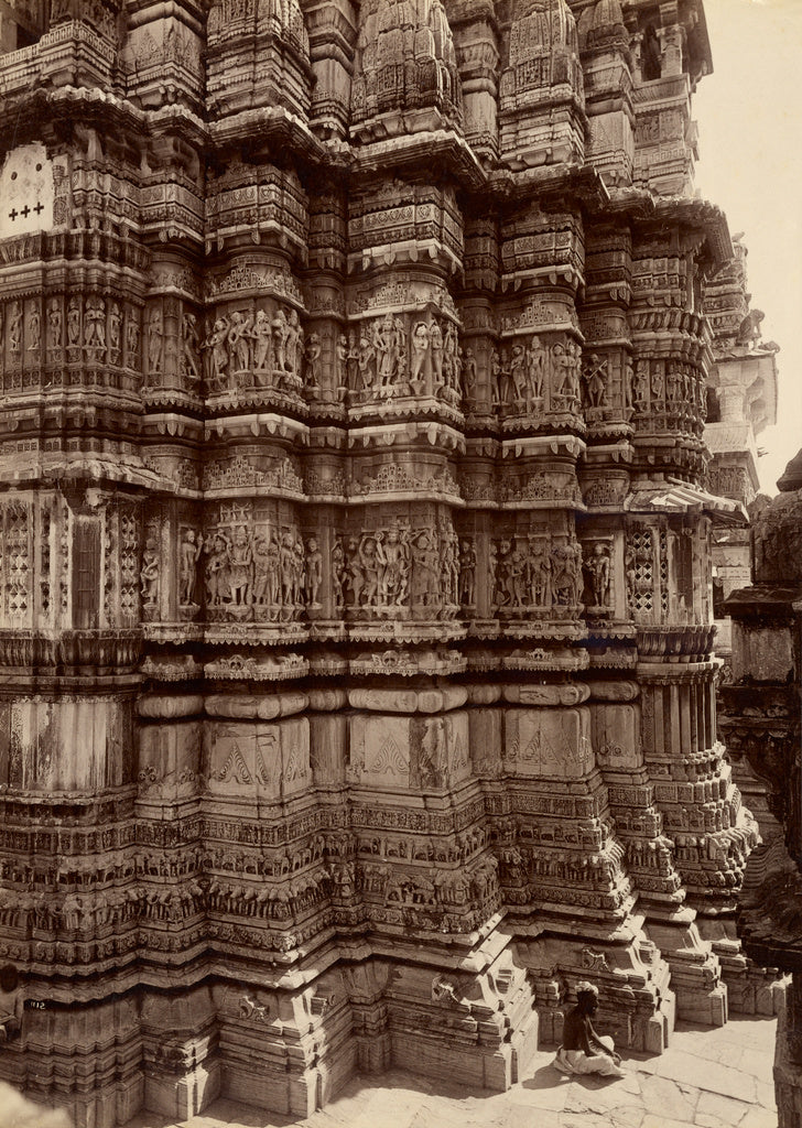 Lala Deen Dayal:Sculptures in Jugdeesh Temple, Oodeypore, Poster Print Wall Art