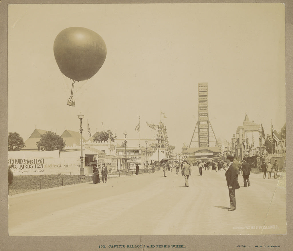 Charles Dudley Arnold:Captive Balloon and Ferris Wheel, Worl, Poster Print Wall Art
