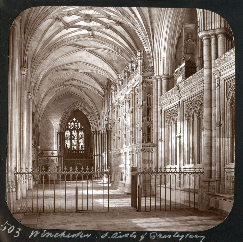 Frederick H. Evans:Wincester. South Aisle of Presbytery., Poster Print Wall Art