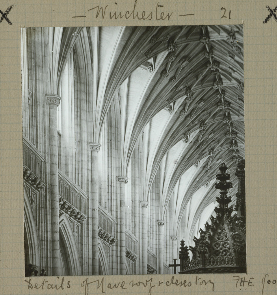 Frederick H. Evans:Wincester. Details of Nave Roof & Clerest, Poster Print Wall Art