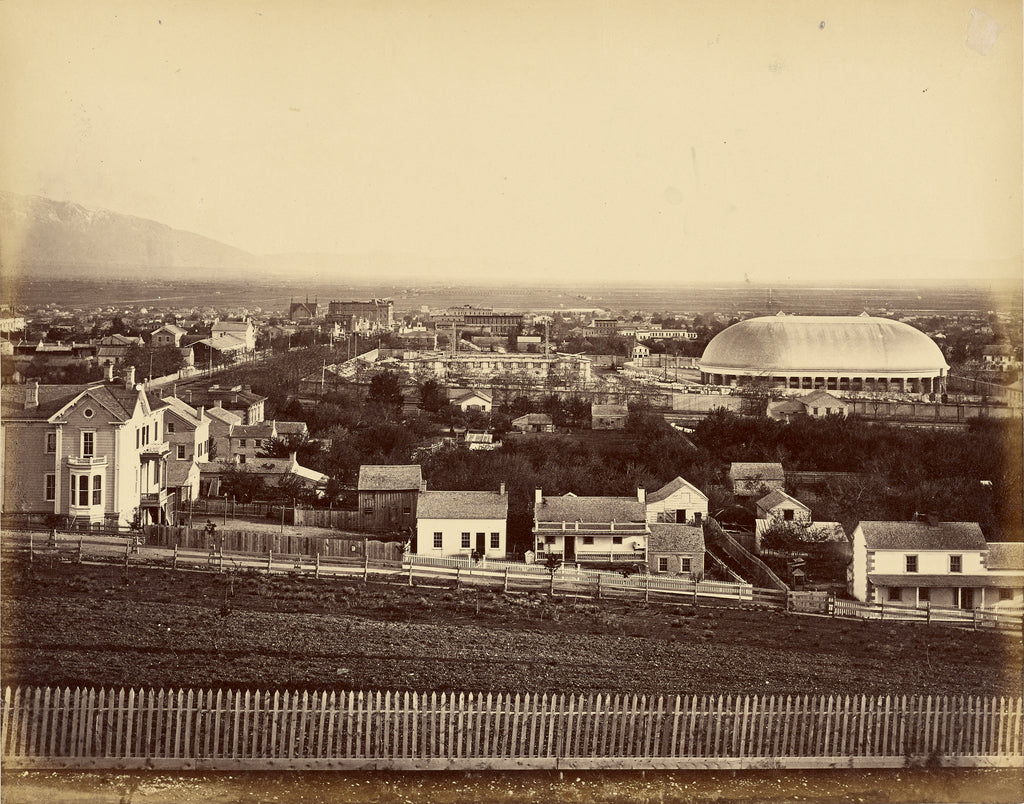 Unknown Artist maker, American:[View of Salt Lake Tabernacle and ci, Poster Print Wall Art