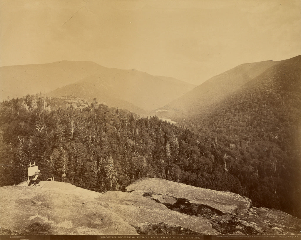 David W. Butterfield:Profile House and Echo Lake, Franconia , Poster Print Wall Art
