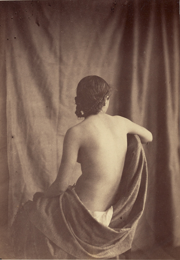 Jean-Louis-Marie-Eugène Durieu:Draped Model, Poster Print Wall Art